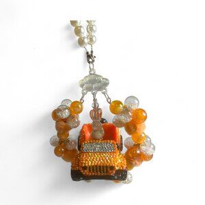 Hand Rhinestone Orange Duck Jeep Car Hanger
